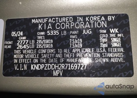 2024 Kia Sportage Plug-In Hybrid X-Line Prestige z USA, uszkodzony, nr VIN KNDPZDDH2R7169727